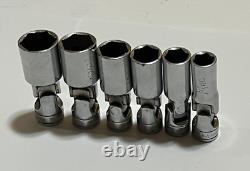 Snap-On 3/8 Drive SAE 6 Point Deep Swivel Universal Socket Set 6 Pc 7/16 3/4