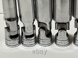 Snap-On 3/8 Drive SAE 6 Point Deep Swivel Universal Socket Set 6 Pc 7/16 3/4