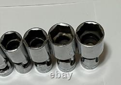 Snap-On 3/8 Drive SAE 6 Point Deep Swivel Universal Socket Set 6 Pc 7/16 3/4