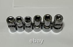 Snap-On 3/8 Drive SAE 6 Point Deep Swivel Universal Socket Set 6 Pc 7/16 3/4