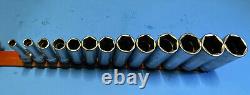 Snap-On 3/8 Drive SAE Deep 6 Point Socket Set 1/4 1 13 Pieces