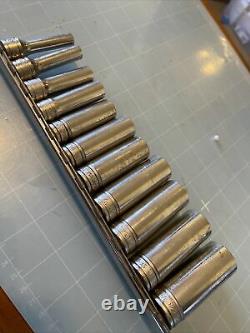 Snap-On 3/8 Drive SAE Deep 6 Point Socket Set 1/4 7/8 11 Pieces 211SFSY