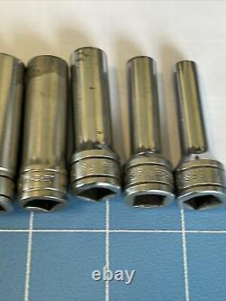 Snap-On 3/8 Drive SAE Deep 6 Point Socket Set 1/4 7/8 11 Pieces 211SFSY