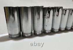 Snap On 3/8 Drive SAE Deep & Shallow 6 Point Chrome Socket Set 25 pc 1/4 1