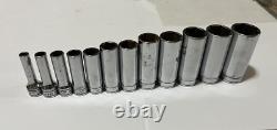 Snap On 3/8 Drive SAE Deep & Shallow 6 Point Chrome Socket Set 25 pc 1/4 1