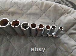 Snap On 3/8 Drive SAE Deep Socket Set SFS081 SFS281 Set of 11 Sockets 6 Point