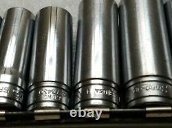 Snap On 3/8 Drive Sae Deep Well 6 Point 9 Pc Socket Set USA