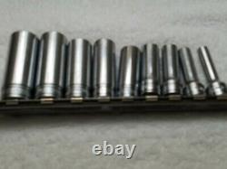 Snap On 3/8 Drive Sae Deep Well 6 Point 9 Pc Socket Set USA