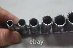 Snap On 3/8 Inch Drive 12 Point Deep Socket Set SF081 1/4 SF281 7/8 11 Pcs