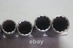 Snap On 3/8 Inch Drive 12 Point Deep Socket Set SF081 1/4 SF281 7/8 11 Pcs