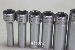 Snap On 3/8 Inch Drive 12 Point Deep Socket Set SF081 1/4 SF281 7/8 11 Pcs