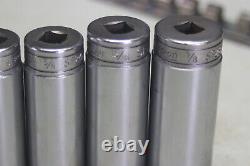 Snap On 3/8 Inch Drive 12 Point Deep Socket Set SF081 1/4 SF281 7/8 11 Pcs