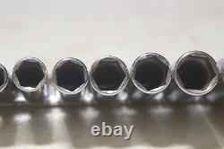 Snap On 3/8 Inch Drive Metric 6 Point Deep Socket Set 9mm 19mm