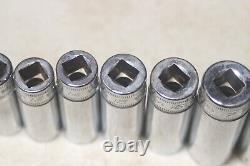 Snap On 3/8 Inch Drive Metric 6 Point Deep Socket Set 9mm 19mm