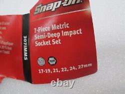 Snap On 307IMMS 7 pc 1/2 Drive 6 Point Metric Semi-Deep Impact Sockets