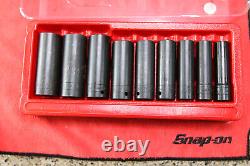 Snap On 309SIMYA 9 pc 1/2 Flank Drive 6 Point Deep Impact Socket Set 1/2 1