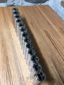 Snap-On 313TSMYA 13 PC 1/2 Drive 6-Point Metric Deep Socket Set (12-24 mm)