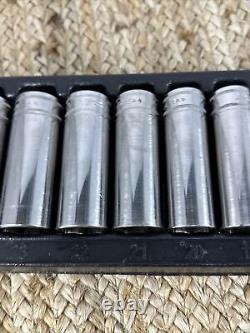 Snap On 313TSMYA 13 pc 1/2 Drive 6-Point Metric Flank Drive Deep Socket Set A10