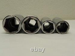 Snap-On 4 Piece 3/4 Drive 6 Point SAE Flank Drive Deep Socket Set (LS Series)