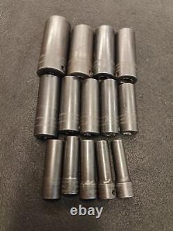 Snap On 6 Point 3/8 Drive Deep Impact socket set 14pc 8mm-24mm 214SIMFMYA