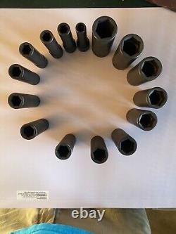 Snap-On 6 Point Deep 1/2 Drive Impact Socket Set 15 Pc. NOS