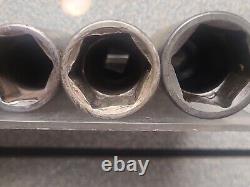 Snap-On 8 Pc 1/2 Drive 6 Point Deep Impact Sockets Flank Drive 5/8 to 1-1/8