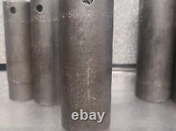 Snap-On 8 Pc 1/2 Drive 6 Point Deep Impact Sockets Flank Drive 5/8 to 1-1/8