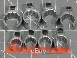 Snap On 8Pc 3/8 Drive Deep Flare Nut Crowfoot Wrench Set 5/8 1 1/16 12Pt Dr