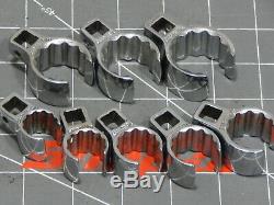 Snap On 8Pc 3/8 Drive Deep Flare Nut Crowfoot Wrench Set 5/8 1 1/16 12Pt Dr 8