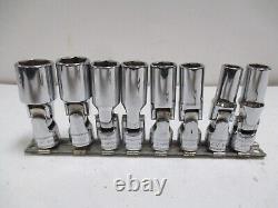 Snap On 8pc 3/8 Drive 6-Point Deep Metric Chrome Swivel Socket Set 10-15,17,19