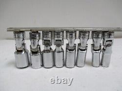 Snap On 8pc 3/8 Drive 6-Point Deep Metric Chrome Swivel Socket Set 10-15,17,19