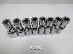 Snap On 8pc 3/8 Drive 6-Point Deep Metric Chrome Swivel Socket Set 10-15,17,19