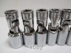 Snap On 8pc 3/8 Drive 6-Point Deep Metric Chrome Swivel Socket Set 10-15,17,19