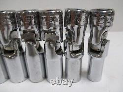 Snap On 8pc 3/8 Drive 6-Point Deep Metric Chrome Swivel Socket Set 10-15,17,19