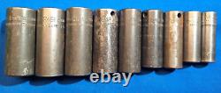 Snap-On 9 piece 3/8 drive SAE deep 6 point impact socket set 15/16 7/16