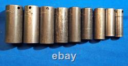 Snap-On 9 piece 3/8 drive SAE deep 6 point impact socket set 15/16 7/16