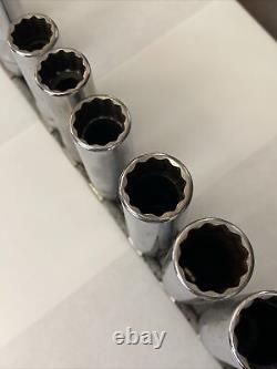 Snap-On A-267 3/8 Drive 12-Pieces 12-Point SAE Deep Socket Set USA