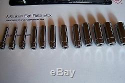 Snap On Deep Metric 6 Point 1/4 Drive Socket Set. Magnetic Storage Set