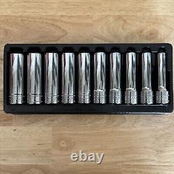 Snap On Metric Deep Socket Set 1/2 Drive 6 Point 10, 12-19mm With Tray 310TSM