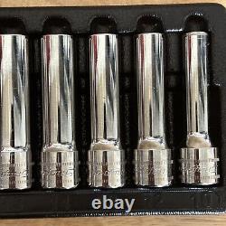 Snap On Metric Deep Socket Set 1/2 Drive 6 Point 10, 12-19mm With Tray 310TSM