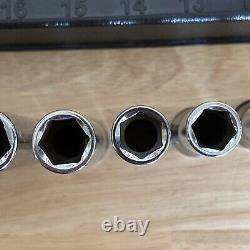 Snap On Metric Deep Socket Set 1/2 Drive 6 Point 10, 12-19mm With Tray 310TSM