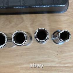 Snap On Metric Deep Socket Set 1/2 Drive 6 Point 10, 12-19mm With Tray 310TSM