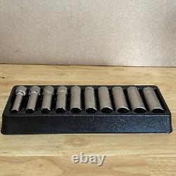 Snap On Metric Deep Socket Set 1/2 Drive 6 Point 10, 12-19mm With Tray 310TSM