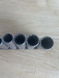 Snap On SAE Deep Socket Set 3/8 Drive 12 Point 10 Pc Missing 10mm Extras