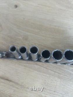 Snap On SAE Deep Socket Set 3/8 Drive 12 Point 10 Pc Missing 10mm Extras