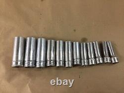 Snap On SFSM19-SFSM8 12PC 3/8 Drive Metric 6 Point Flank Deep Sockets 8-19mm