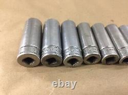 Snap On SFSM19-SFSM8 12PC 3/8 Drive Metric 6 Point Flank Deep Sockets 8-19mm