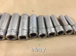 Snap On SFSM19-SFSM8 12PC 3/8 Drive Metric 6 Point Flank Deep Sockets 8-19mm