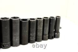 Snap On SIMFM214YA 8-19 21 24m 3/8 Drive 6 Point Deep Impact Socket Set USA