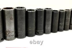 Snap On SIMFM214YA 8-19 21 24m 3/8 Drive 6 Point Deep Impact Socket Set USA